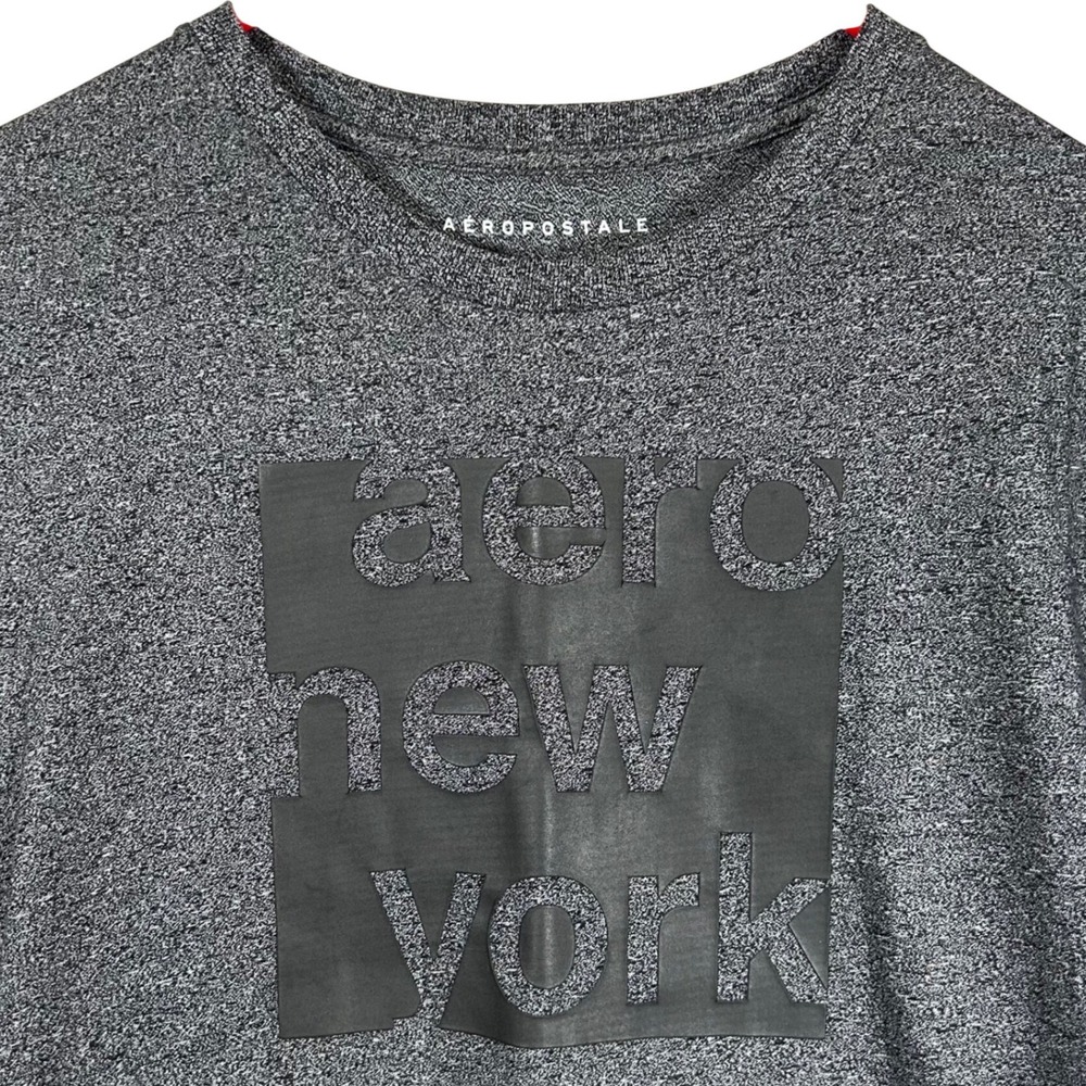 Aeropostale Mens Aero New York Graphic T-Shirt Charcoal Heather Grey Small